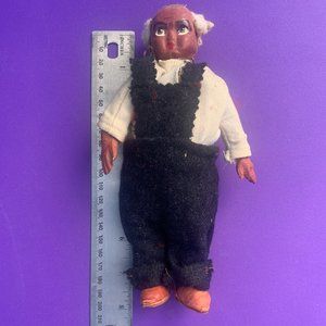 DOLLS - 1950s VTG WORLD WIDE DOLL CLUB country black male, paper mache, overalls